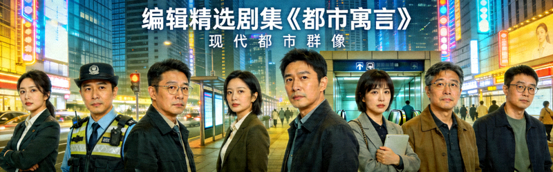 编辑精选剧集《都市寓言》横幅海报，现代都市群像